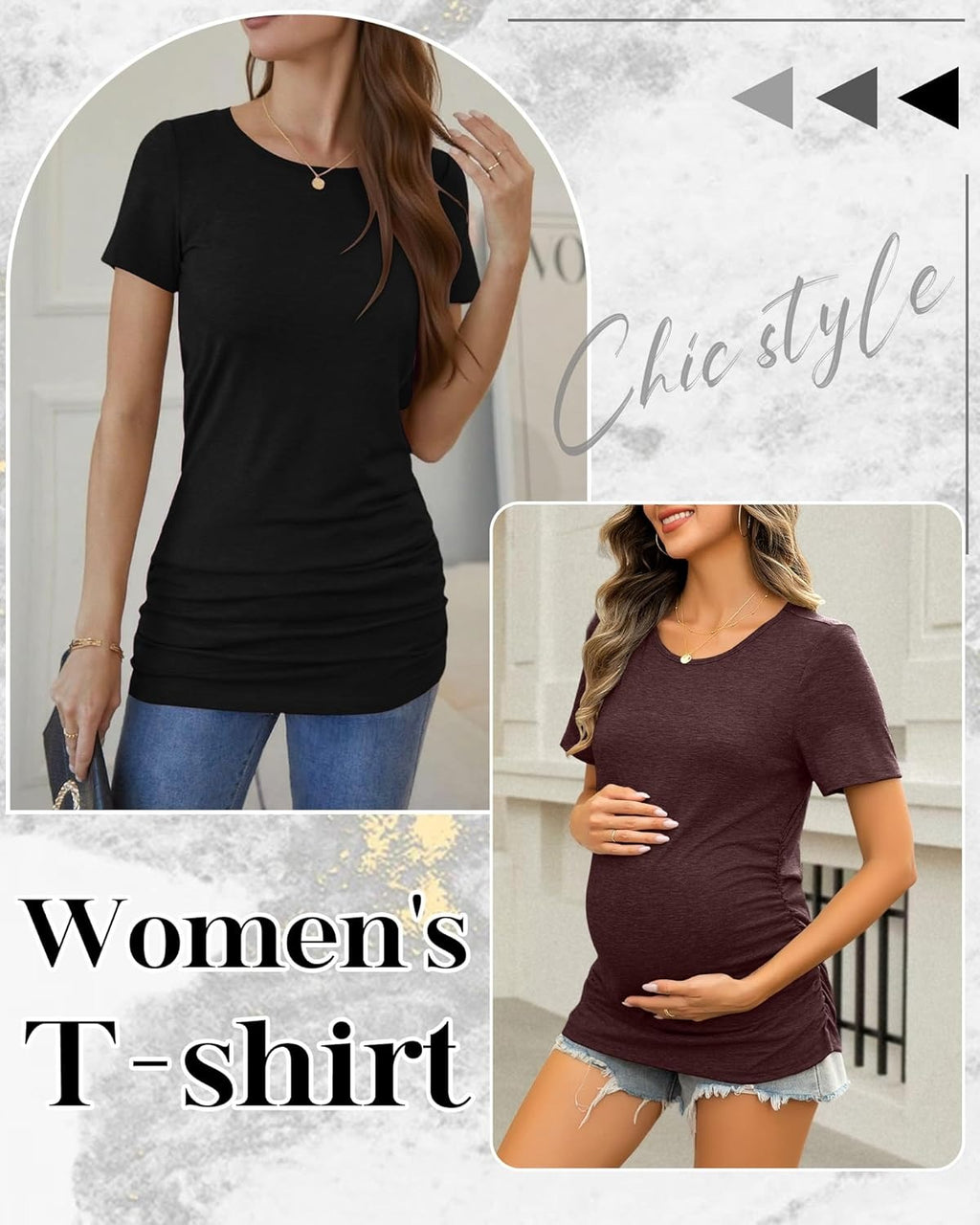 Women's 3 Pack Summer Maternity Shirts – Short Sleeve Casual Tops