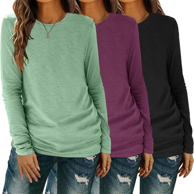 Women's 3 Pack Long Sleeve Crewneck Tee – Spring Casual